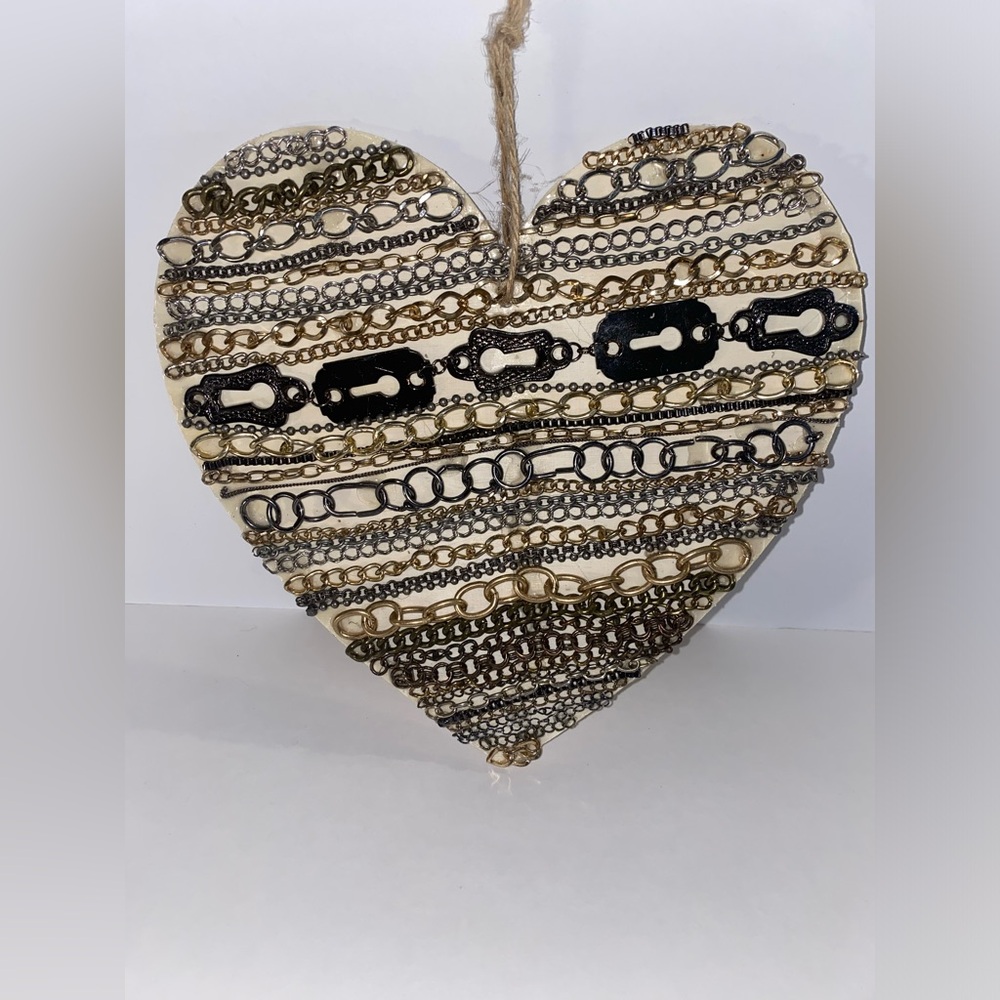 Chained Wood Heart Artisanal Valentines Love Mother's Day Gift Wall Deco